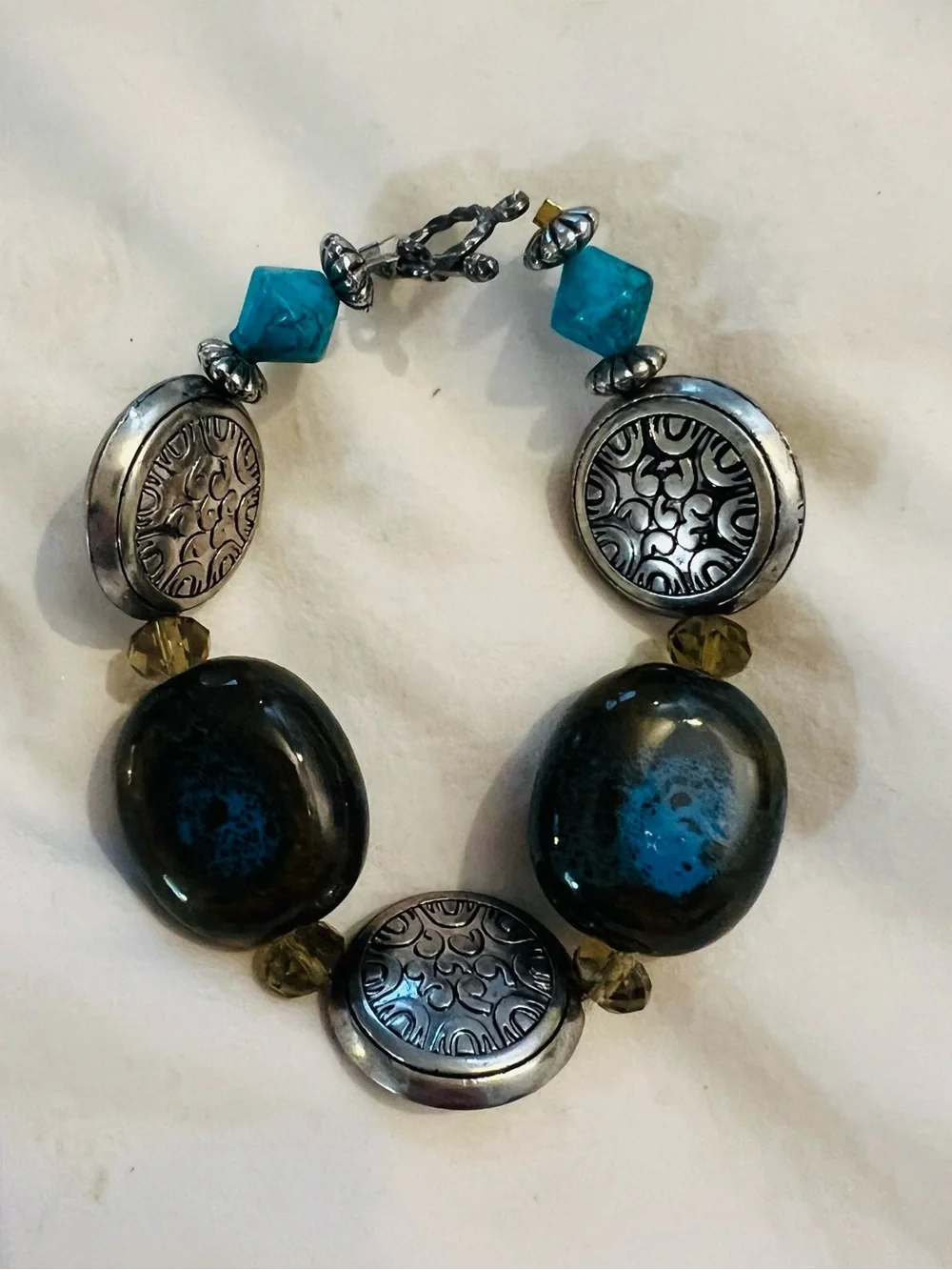 Handmade Turquoise & Silver Statement Bracelet